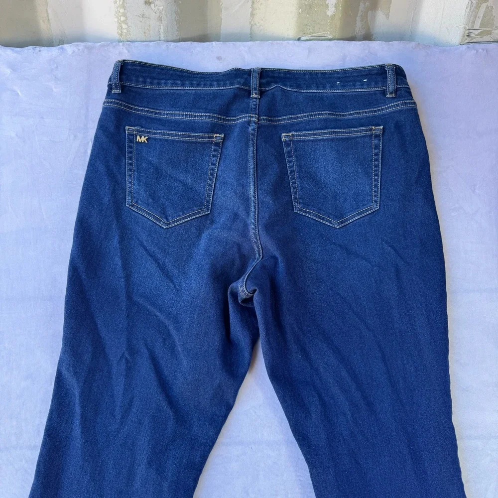 Michael Kors Izzy Skinny Jeans Women's 16 Blue Denim Stretch Dark Wash Whiskered